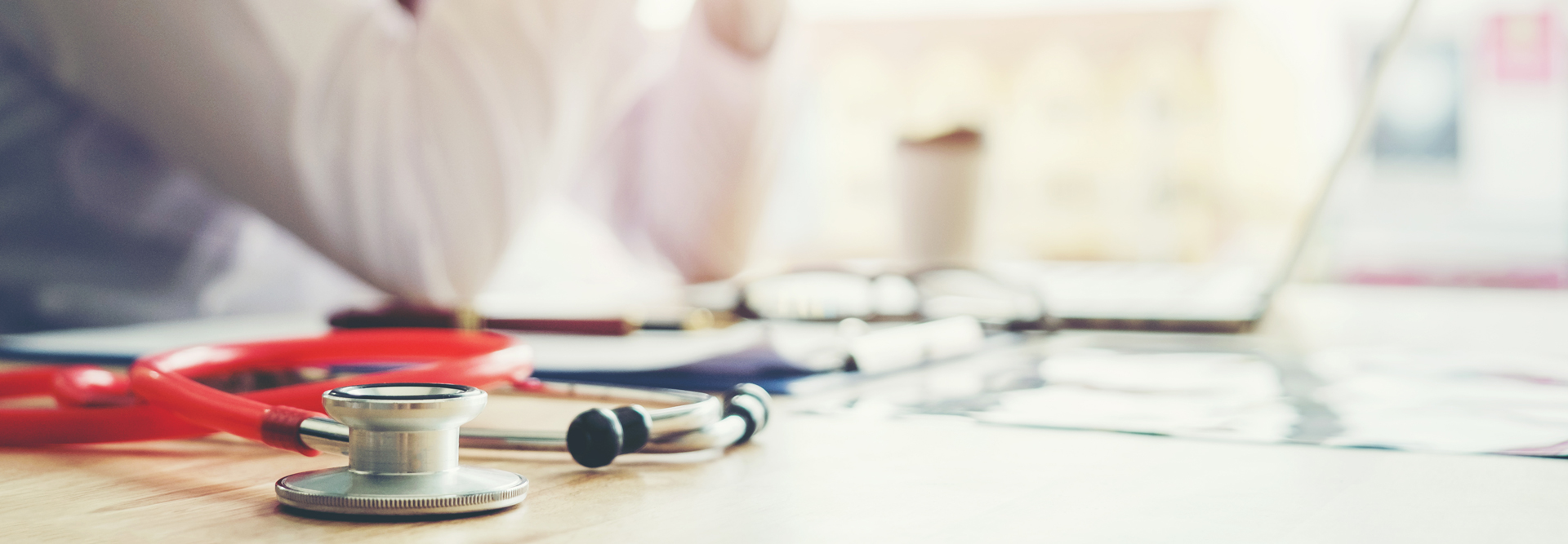 Stethoscope on doctor's desk